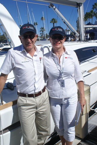 It was all hands on deck at Sanctuary Cove for Ensign Ship Brokers - here, managing director Tony Ross put his fiancee, Maria Elisa, to work. © Bob Wonders